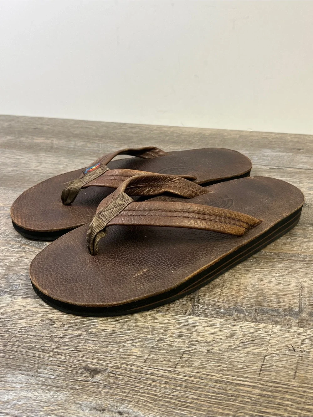 Rainbow “The Original” Brown Leather Flip Flop Sandals Men’s 10.5-11 Estimated